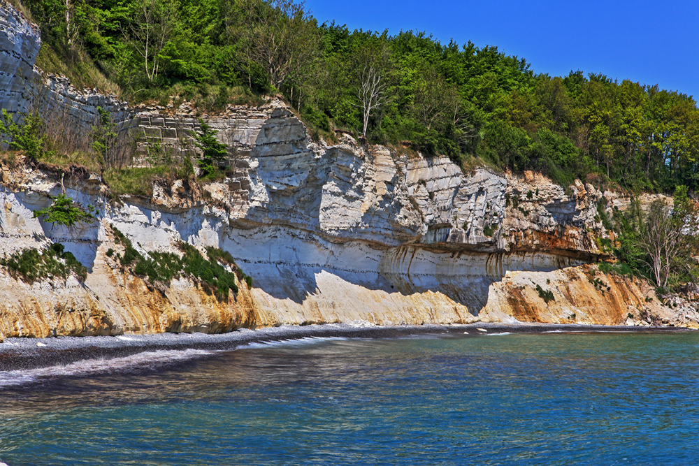 The chalky cliff of Stevns Klint, in the western coast of Zealand