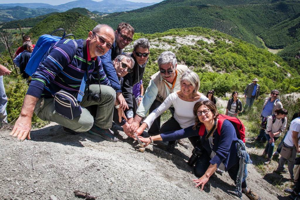Some of the resaerchers that have contributed to the study of the Chattian GSSP. From left: Leonardo Sagnotti, Rodolfo Coccioni, Fabrizio Frontalini, Sandro Montanari, Simonetta Monechi e Patrizia Maiorano.